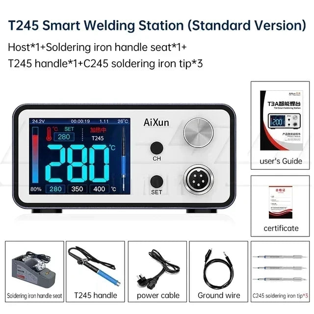 AIXUN T3A T3B Intelligent Soldering Station - T115/T210/T245/T12 Rework Station for PCB & BGA Soldering Tools