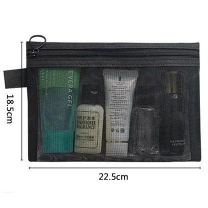 Makeup Brush Travel Case – Mesh Cosmetic Toiletry Bag Organizer for Men & Women, Beauty Tools Dopp Kit Pouch for Wash Storage