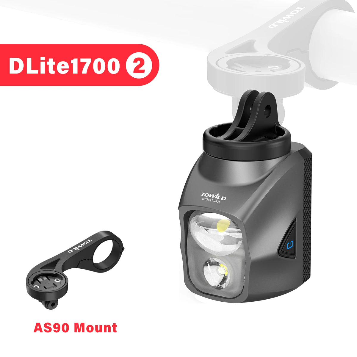 TOWILD DL1200S/DL1700 Bike Light - Rechargeable MTB Front Headlight with Cut-Off Beam, 1900LM Output & Power Bank Function
