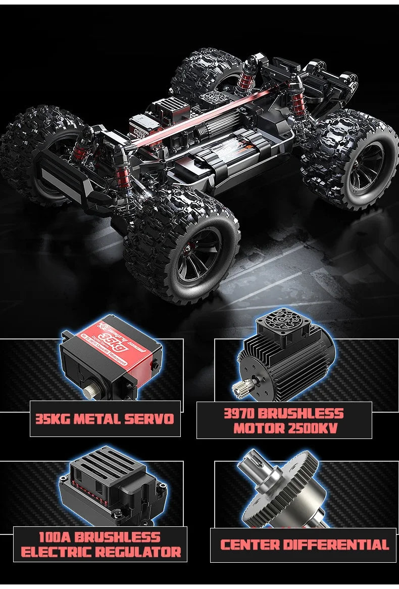 MJX 10208 Small Monster 1/10 Hypergo – 2.4G Brushless High-Speed RC Off-Road Vehicle for Adults, Professional Remote Control Car