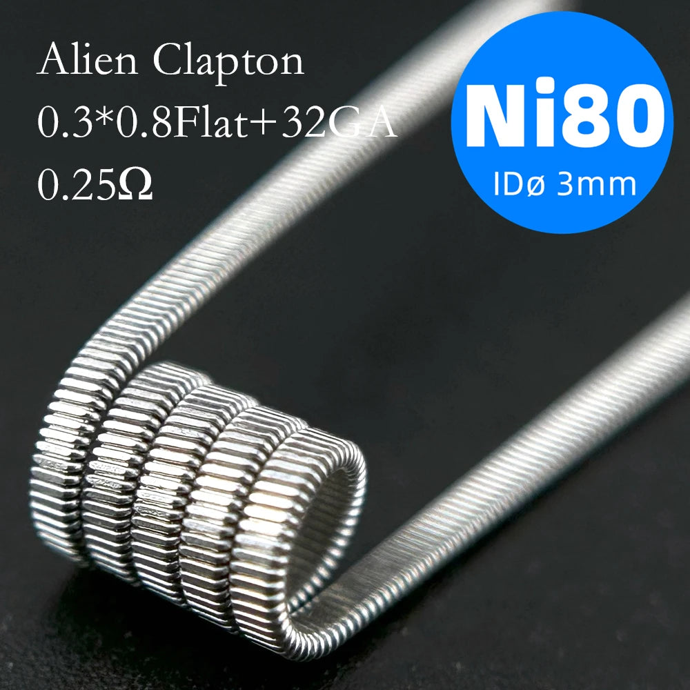 21-Pack PreMade 3mm Resistance Wire Coils — Jaw Clips, Springs, A1/SS316L/Ni80 for Vaping Builds