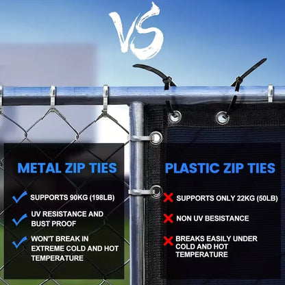 20-Pack 10-Inch Stainless Steel Zip Ties – Rustproof Heavy-Duty Cable Ties for Automotive, Machinery, and Outdoor Use