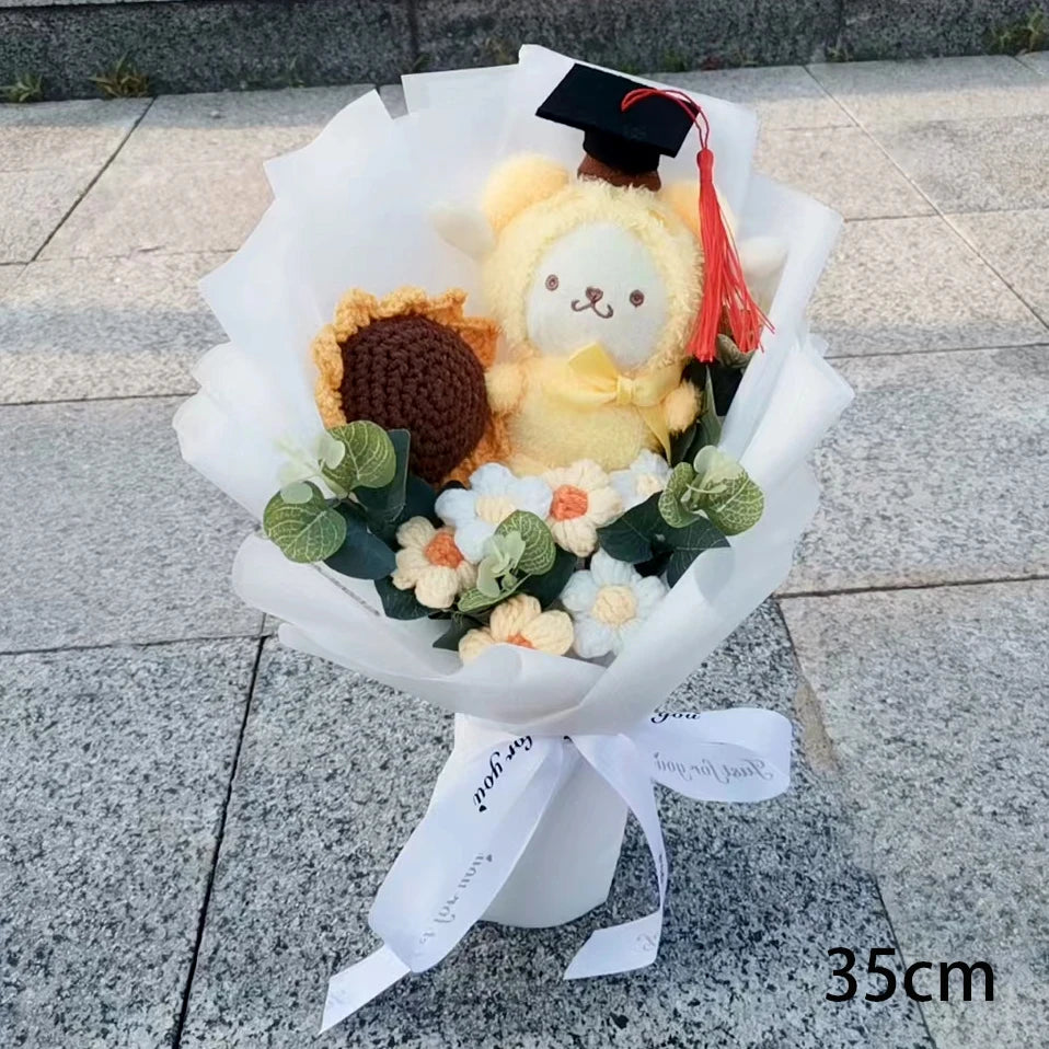 Sanrio Plush Sunflower Bouquet — Hello Kitty, Kuromi, My Melody & Cinnamoroll Gift
