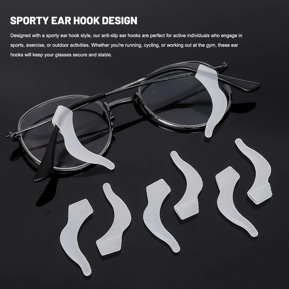 Anti-Slip Silicone Ear Hooks for Glasses | Elastic Eyewear Grip, Temple Holder & Fastener Accessories