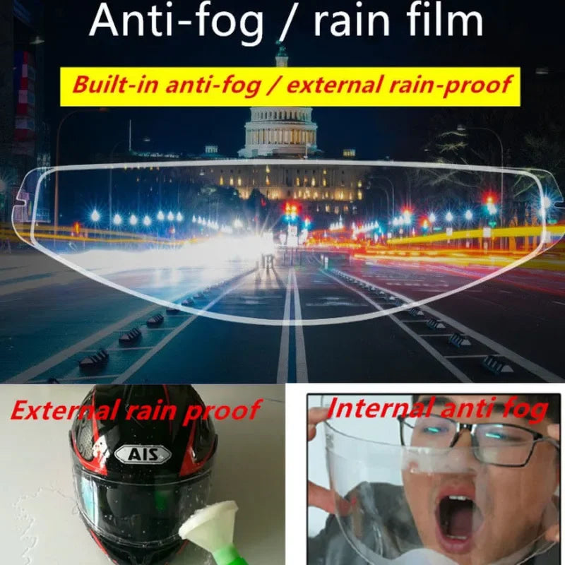 Universal Motorcycle Helmet Anti-Fog & Rainproof Film – Clear, Durable Nano Coating Sticker