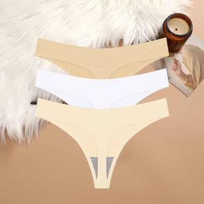 3PCS Sexy G-String Underwear Set – Breathable Seamless Low Waist T-Back Bikini Panties for Women, S-XL Sizes