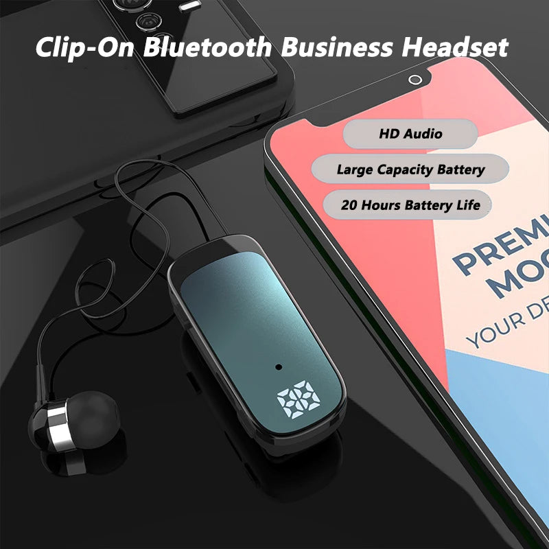 K65 K55 Lavalier Bluetooth 5.2 Headphones - 20 Hours Talk/Music Time, Noise Cancelling, LED Digital Display Wireless Headset