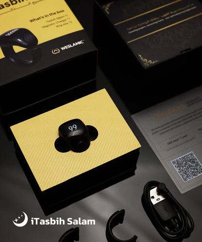 Weslamic Smart Tasbeeh Zikr Ring – Digital Islamic Tally Counter with Prayer Reminder, Magnetic Charging & Waterproof