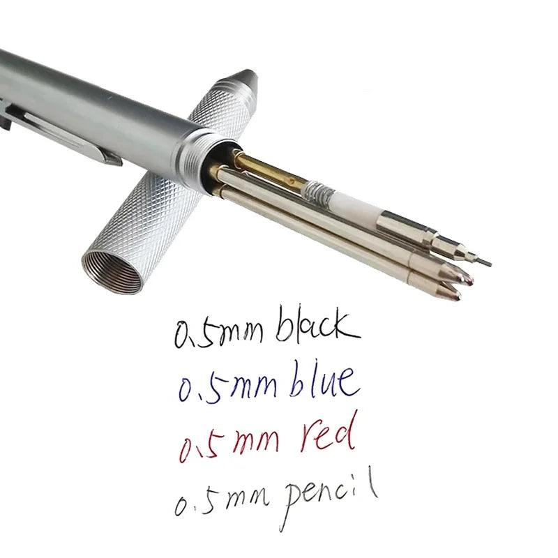 Metal 4-in-1 Multicolor Pen — Gravity Sensor Ballpoint with 3 Colors + 1 Mechanical Pencil, Office and School Stationery Gift