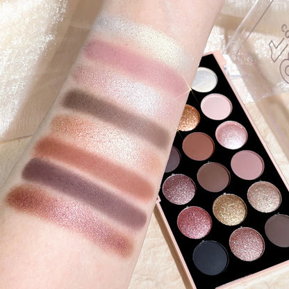 18-Color Eyeshadow Palette – Matte, Pearlescent, Shimmer & Glitter Shades, Long-Lasting Eye Makeup Kit