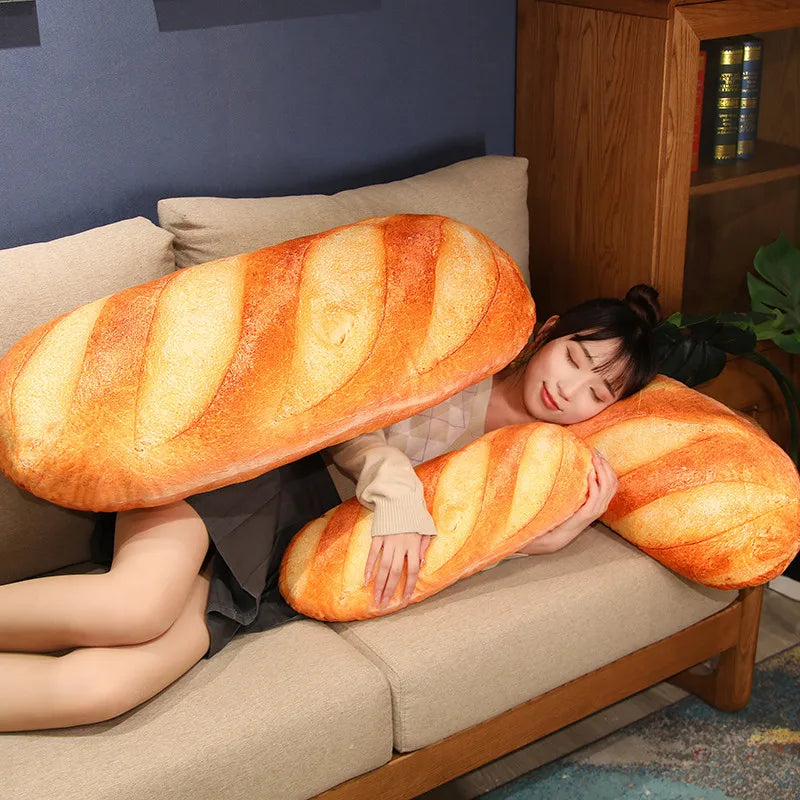 French Bread Plush Pillow - Cute Food Stuffed Cushion Party Decor Sleeping Companion Gift for Men & Home