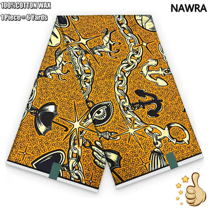 100% Cotton African Real Wax Fabric - Ankara Batik Pagne Sewing Material for Women's Dresses