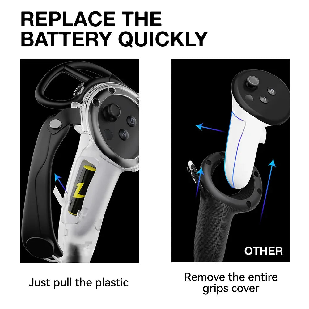 Handle Control for Meta Quest 3S – Strap Controller Grip with Battery Open Touch & Bumper Shelf Accessory
