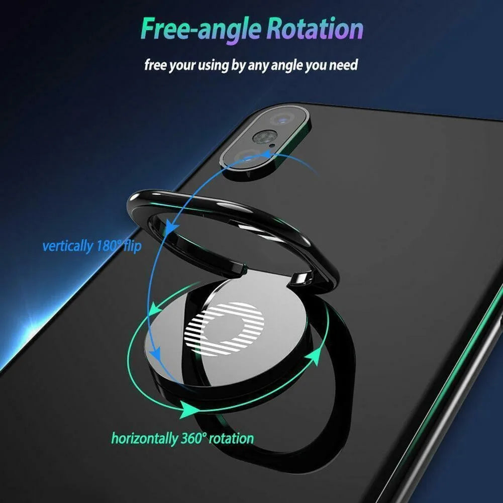 360° Rotating Metal Phone Grip Stand - Foldable Finger Ring Holder for iPhone 17, 16 Pro, Samsung and Other Smartphones