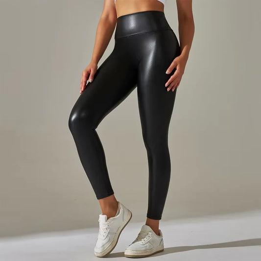 Women’s High Waisted Faux Leather Leggings – Sexy Tight Colorful Yoga Pants for Women