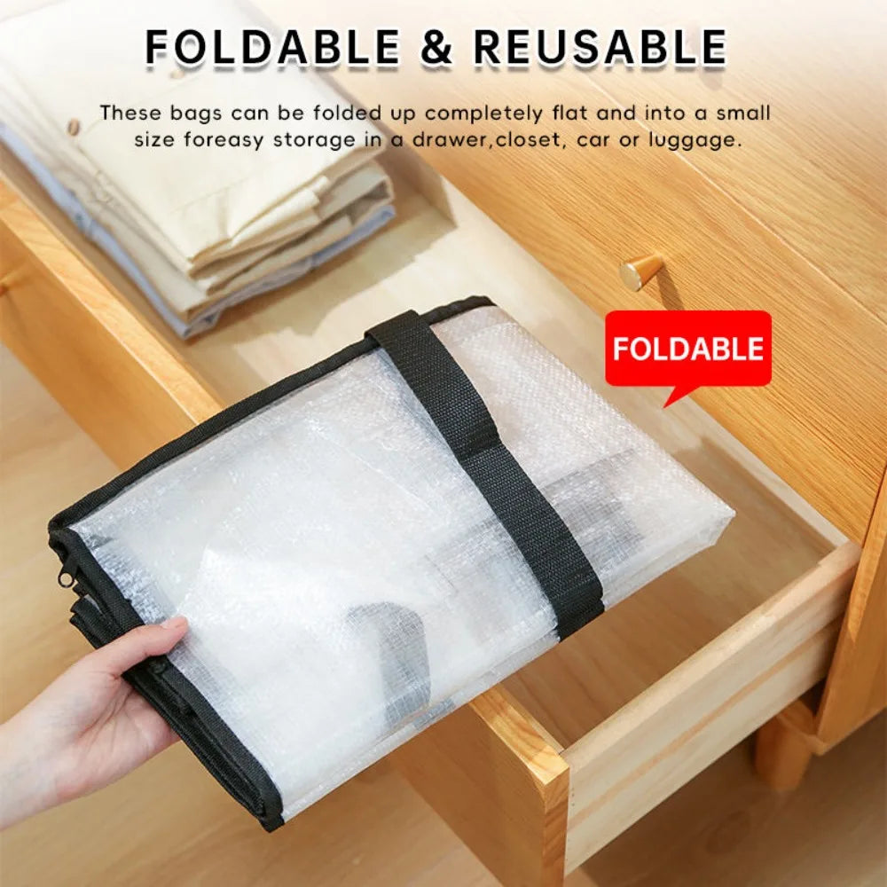Extra Large Clear Moving Storage Bags - Heavy-Duty Zipper Totes with Handles for Clothes, Blankets & Closet Organization