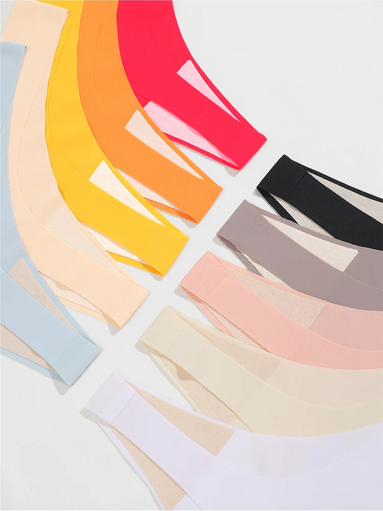 FINETOO 6PCS Seamless Ice Silk Thongs for Women – Breathable T-Back Crotch Briefs, Sexy Solid Tanga Lingerie in 10 Colors