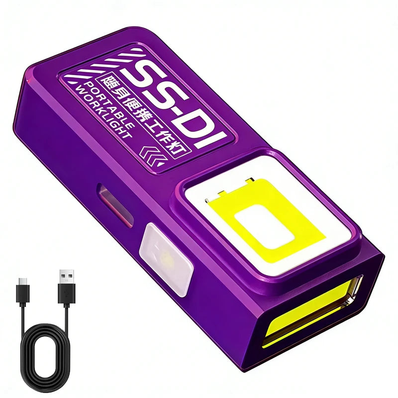 Mini COB LED Flashlight – USB-C Rechargeable EDC Work Light with Clip, Magnet, Waterproof Pocket Torch for Camping & Outdoor Use
