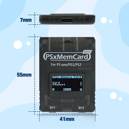 Bitfunx PSxMemCard Gen2 – Game Save Storage for PS1 & PS2 Games, Compatible with PlayStation Consoles