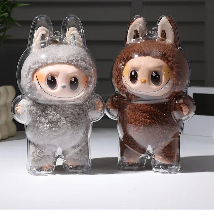 Labubu Transparent Protective Cover – Stuffed Toy Display Bag, Mini Portable Storage Box for Labubu I & II Dolls