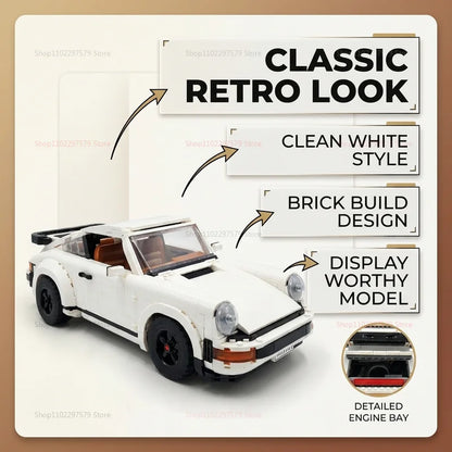 1458PCS Retro Car Building Blocks Set - 2-in-1 Classic Race Car STEM DIY Toy for Teens & Adults