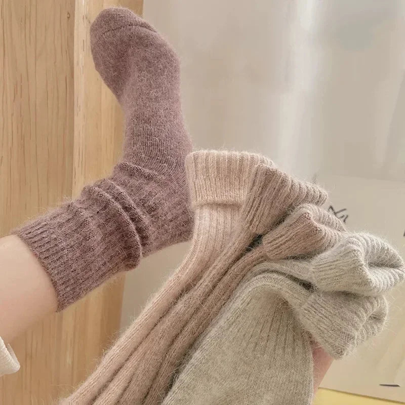 Winter Cashmere Wool Socks for Women – Warm Thicken Thermal Long Socks, Japanese Harajuku Style