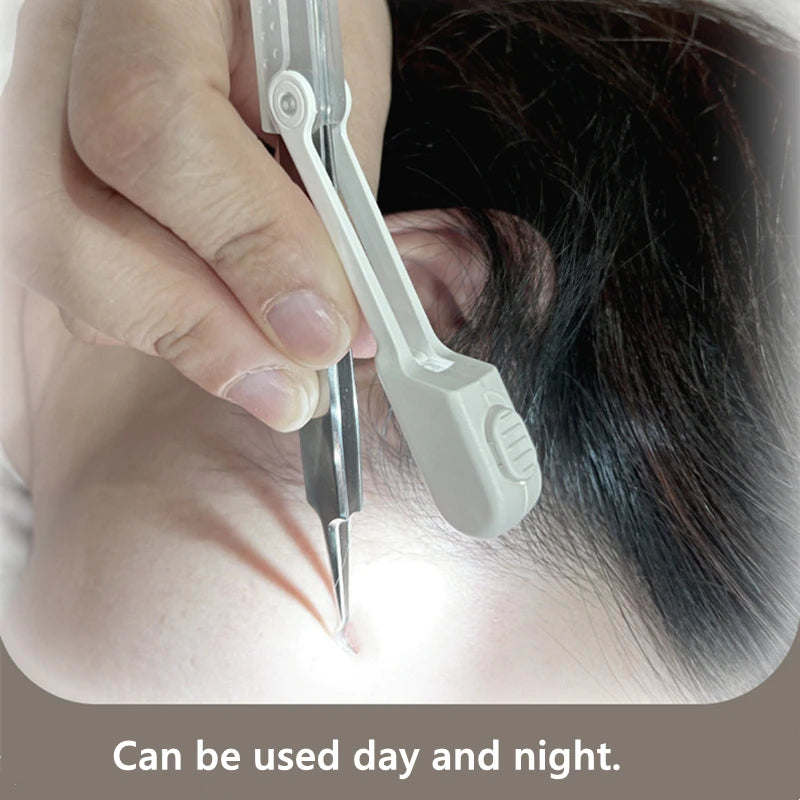 Blackhead Clip with Lights - Acne Needle Tweezers, Comedone Extractor Tool for Blemish and Pimple Removal