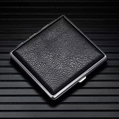 Leather Cigarette Case Holder - 20-Stick Capacity Metal Storage Box for Men, Portable Smoking Accessory Gift