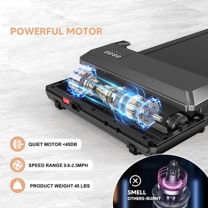 2-in-1 Run & Walking Pad – Small Under-Desk Treadmill for Home & Office, Quiet 45dB Portable Mini Treadmill with LED Display