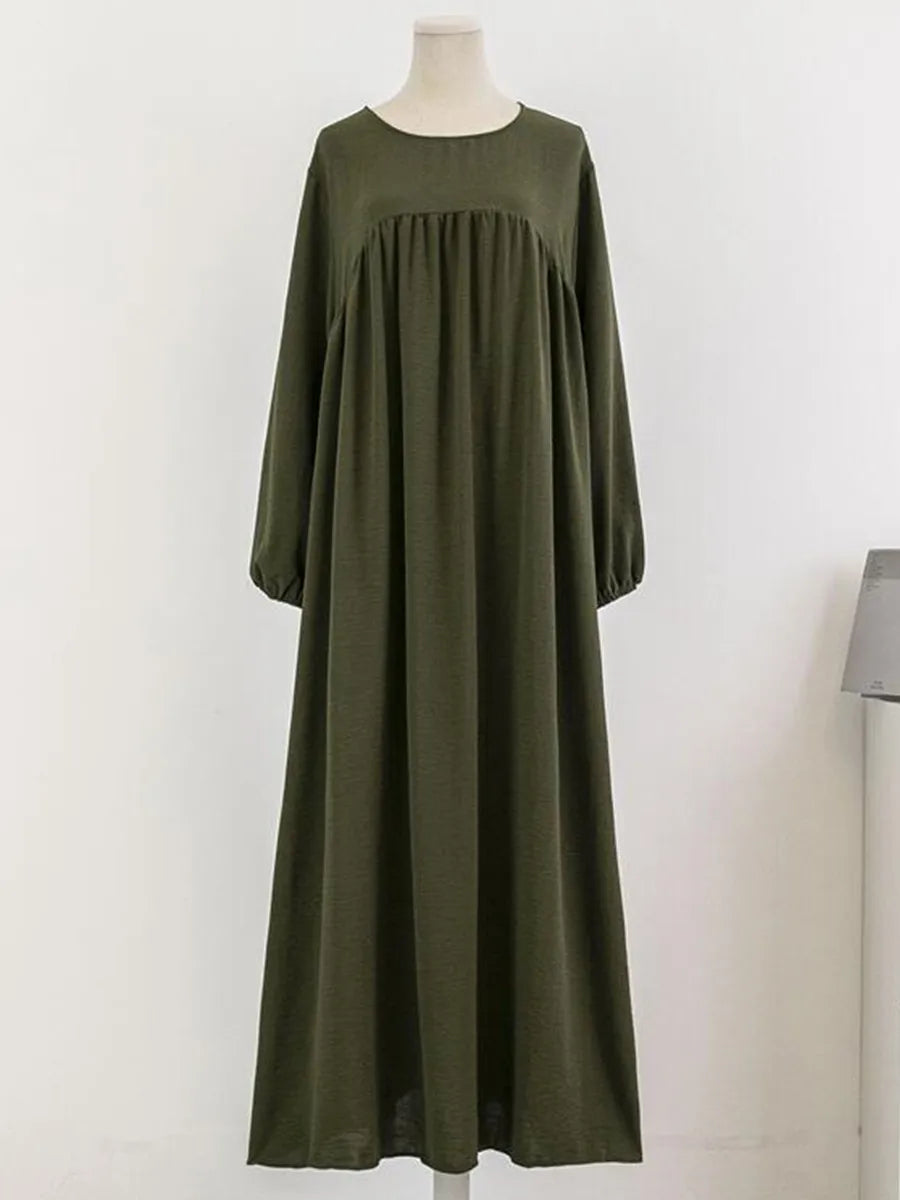 Muslim Women's Luxury Abaya Dress - Solid Color Modest Dubai-Style Kaftan for Ramadan & Special Occasions