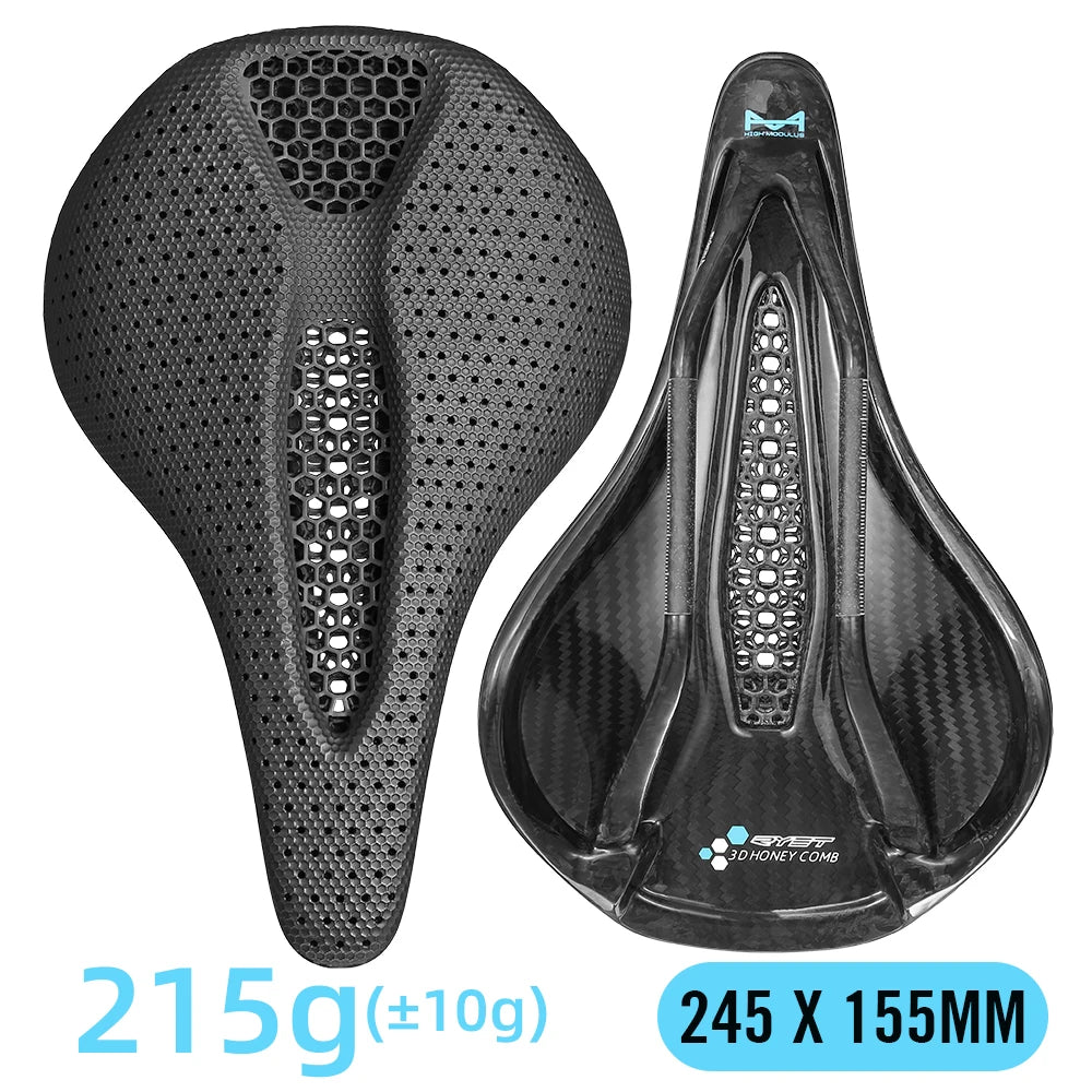 RYET Carbon 3D Printed Bike Saddle - 145/155mm Lightweight Cycling Seat for Road, MTB, Gravel & Triathlon Bikes
