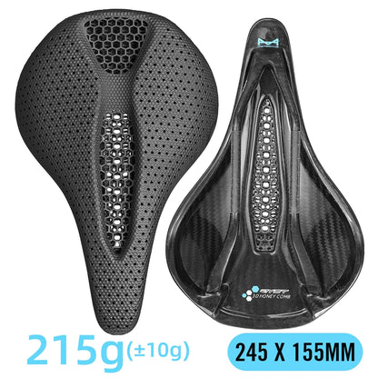 RYET Carbon 3D Printed Bicycle Saddle - 145/155mm Lightweight 190g Road MTB Gravel Triathlon Bike Seat for Men & Women