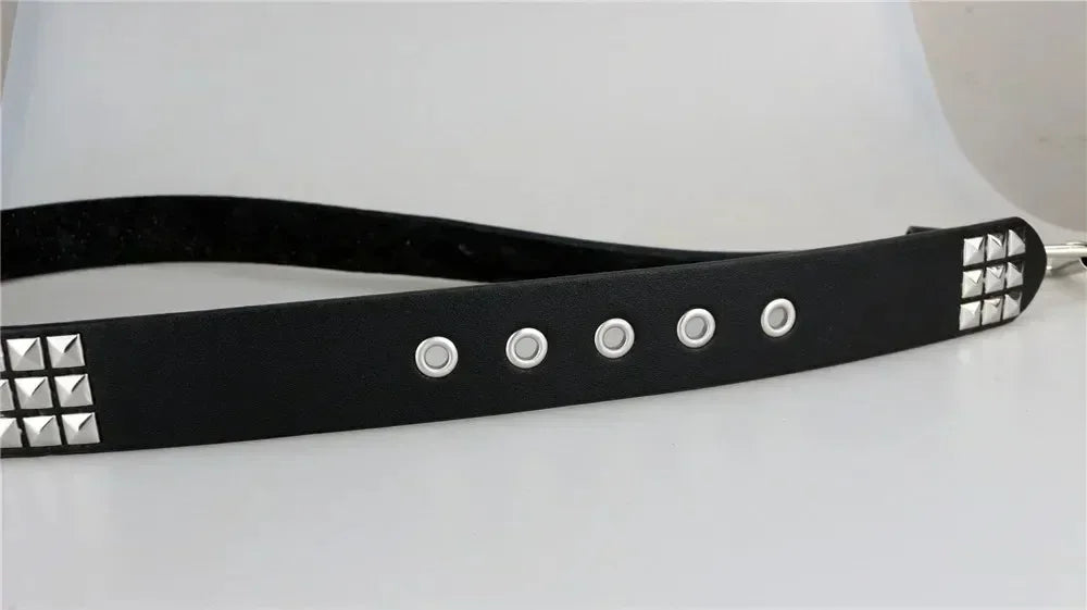 2024 Square Bead Rivet Belt – Punk Metal Pyramid Hardware Belt for Men and Women, Y2K Designer Jeans Belt