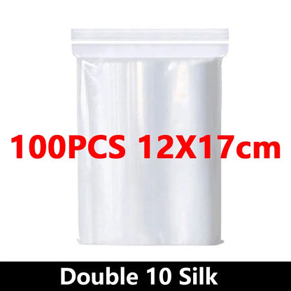 100PCS Thick Zipper Sealed Bags – Clear Plastic Storage Bags for Jewelry, Food Packing, Reclosable Ziplock Bags