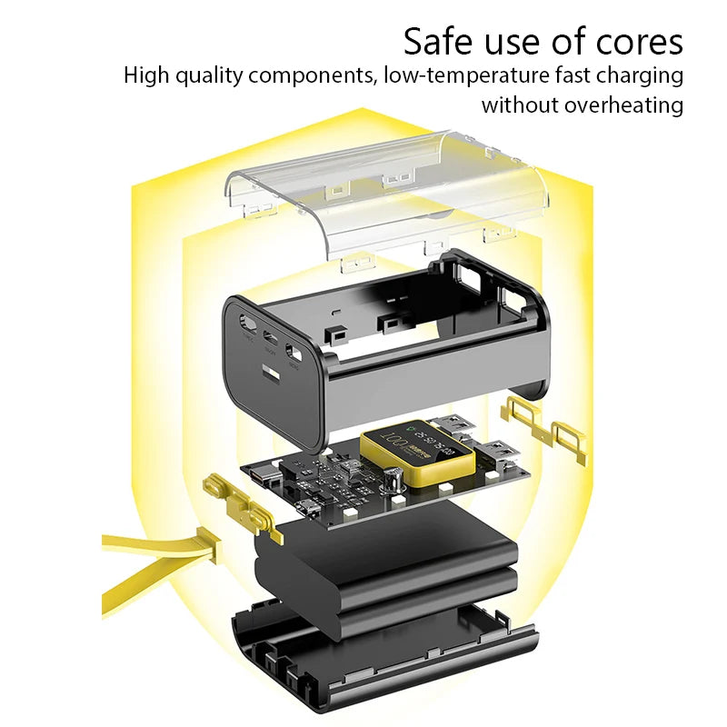 3x18650 Battery Charger Case - DIY 5V 2A Power Bank Box with Dual USB Output & LED Night Light