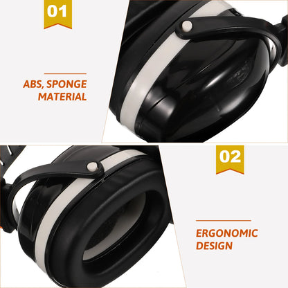 Adjustable Noise-Reducing Ear Muffs - Soundproof Industrial Hearing Protection Headphones in Black