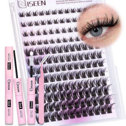 DIY Lash Clusters Kit – Wispy Natural C Curl Eyelash Extensions 8–16mm with Bond & Seal for Salon-Style Eyelash Makeup
