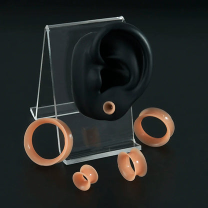 Pair Soft Flexible Ear Tunnels – Double Flare Flesh Tunnel Ear Plugs, Thin Silicone Gauge Expander Earrings for Stretched Ears