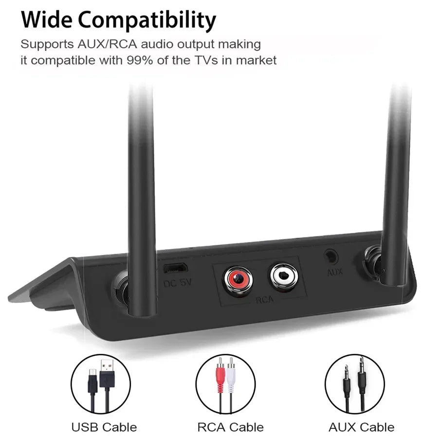 80M Bluetooth 5.0 Transmitter & Receiver | aptX HD/LL Low Latency, 3.5mm AUX, RCA Wireless Audio Adapter for PC, TV & Headphones