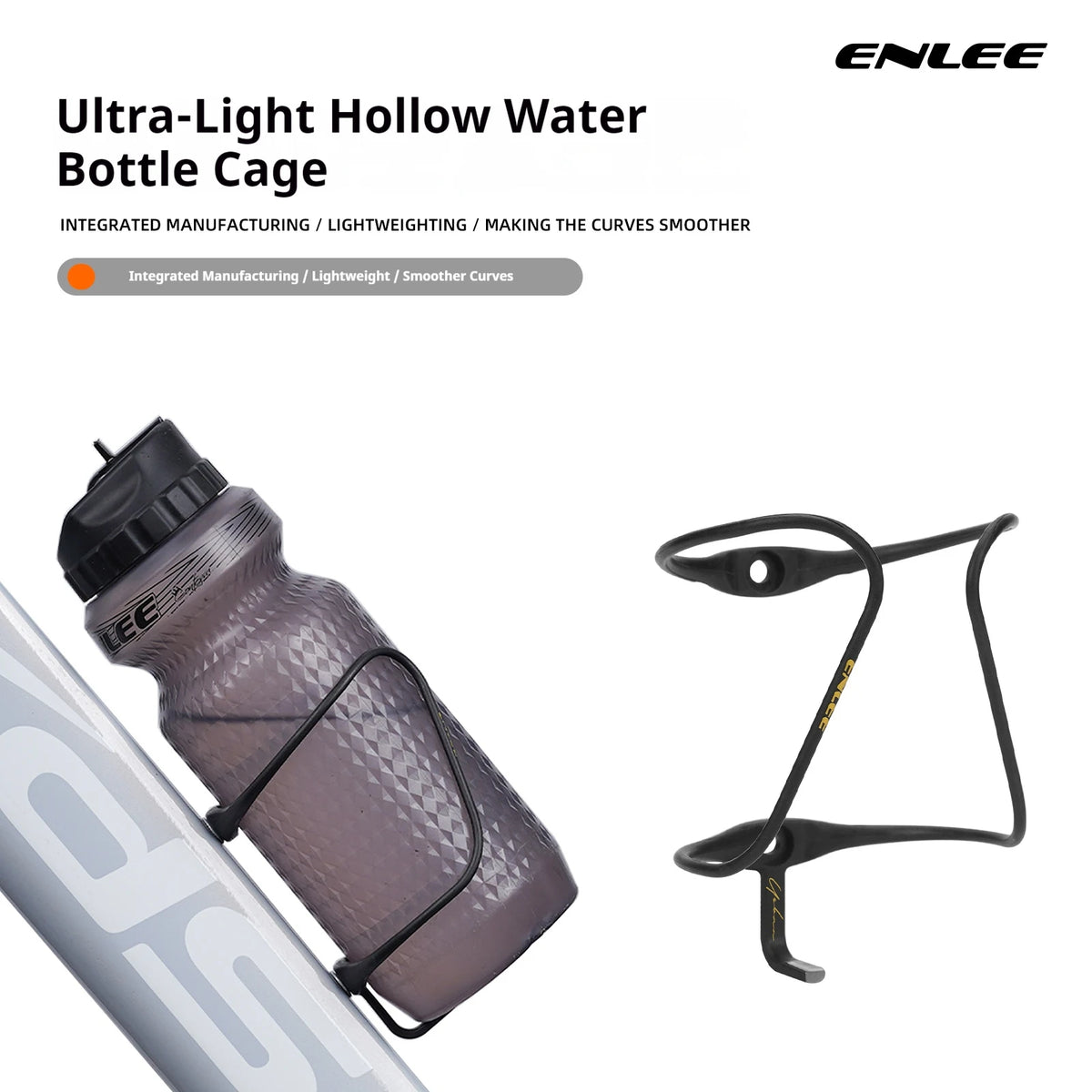 ENLEE 9.2g Carbon Fiber Bottle Cage - Ultra-Light Aerodynamic Cycling Water Bottle Holder for Road Racing Bikes