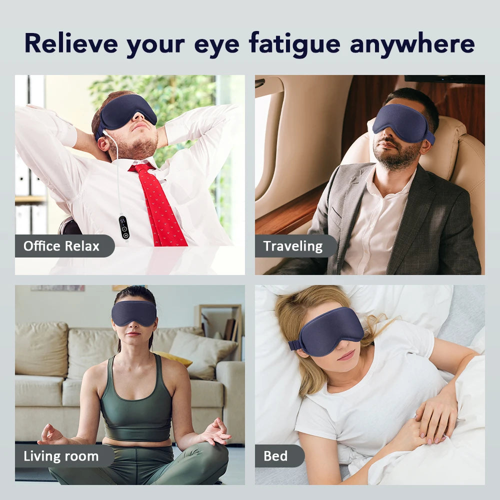 USB Heated Eye Mask with Vibration Massage – Relieve Eye Fatigue, Dry Eyes, and Promote Sleep for Home, Office & Travel