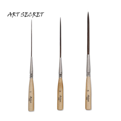 Artsecret Long Liner Detail Brushes – Premium Cattle Ear Hair Watercolor & Nail Art Striping Pens (0.8, 1.2, 2.8mm)