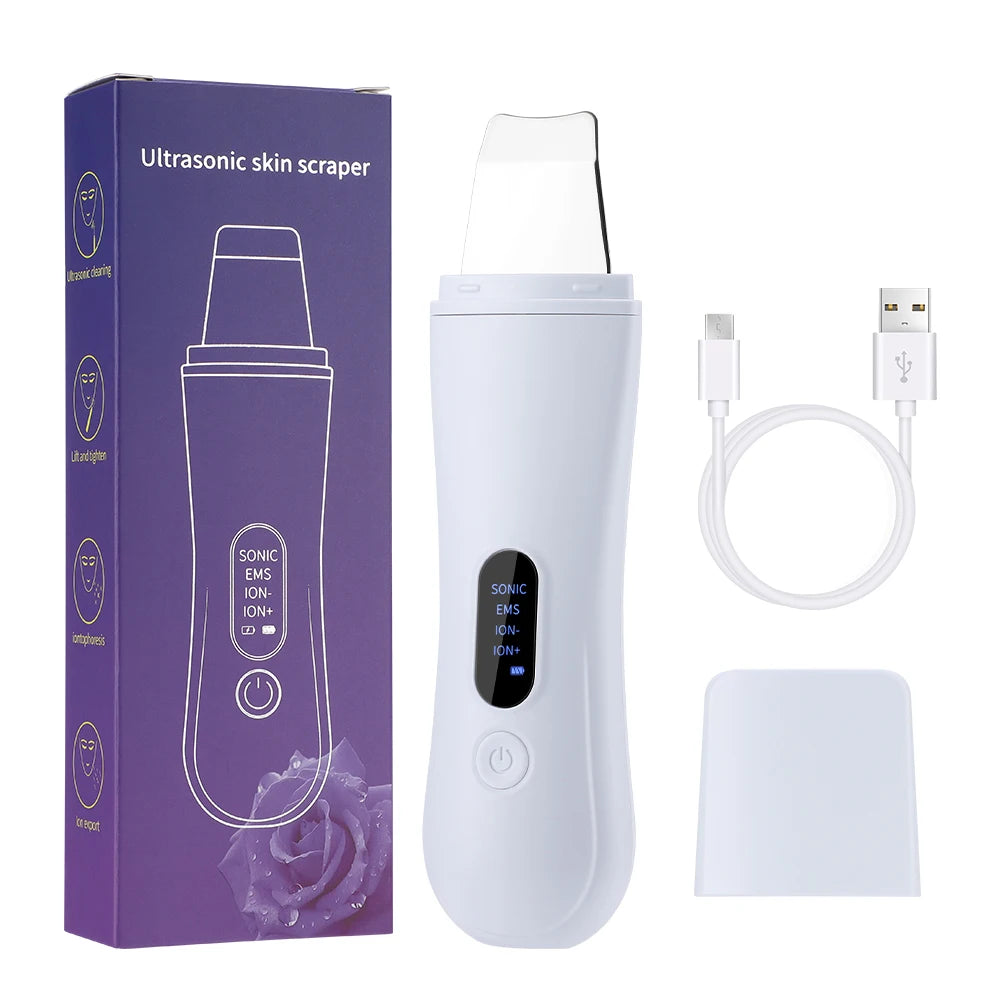 Ultrasonic Skin Scrubber – 4-Mode Facial Spatula for Deep Cleaning, Lifting & Peeling Skincare Device