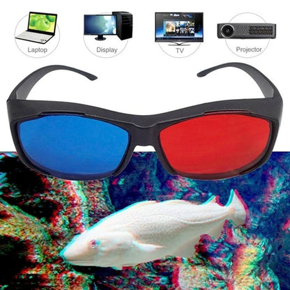 Red Blue 3D Glasses with Black Frame – Anaglyph Eyewear for 3D TV, Movies, DVD & Games