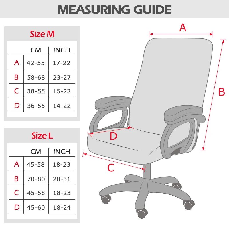 M/L Size Stretch Spandex Office Chair Cover | Anti-Fouling Computer Seat Protector | Removable Cover for Home or Hotel Use