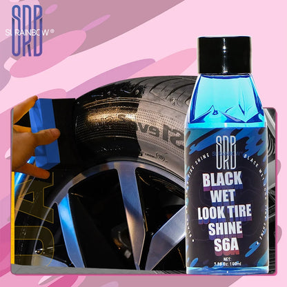 Black Wet Look Tire Shine Dressing Spray – Glossy Tire, Vinyl & Plastic Clear Coat with UV Protection