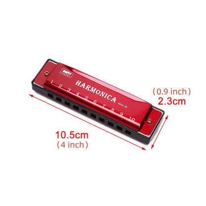 Harmonica Key of C - 10 Hole Diatonic for Beginners, Students & Kids with Case, Gift Ready