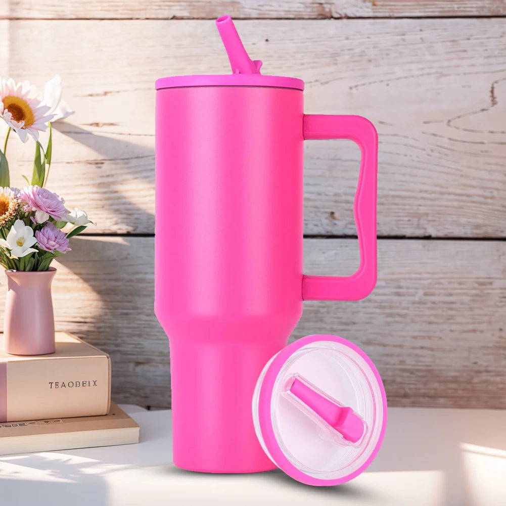 40oz Tumbler Flip Straw Lid – Spill-Proof, Reusable Replacement Cover for Stanley Cups