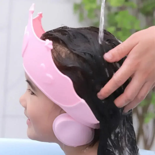 Kids Hair Wash Shower Cap - Adjustable Soft Bath Hat with Ear Protection for Baby Shampoo Time