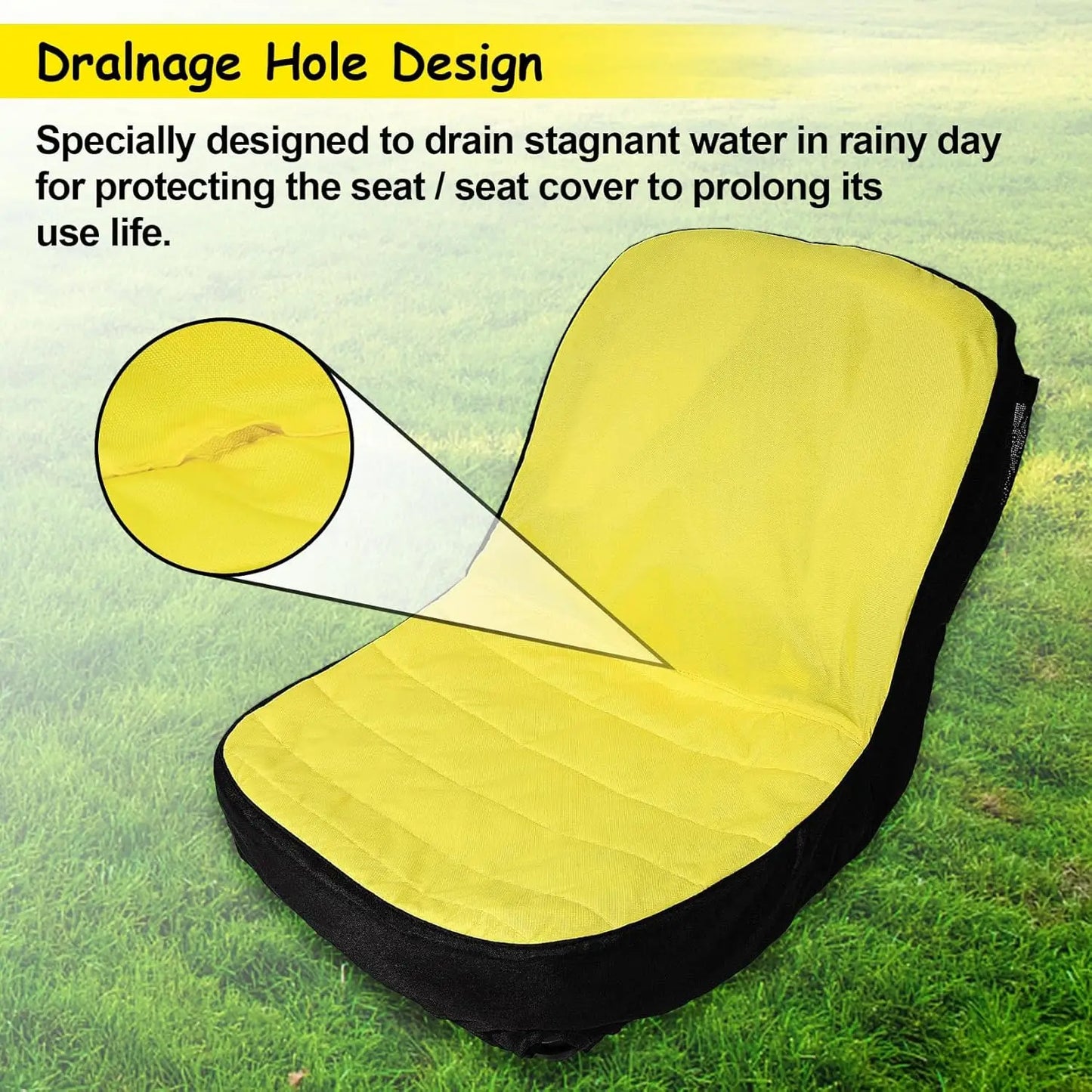 Riding Lawn Mower Cushioned Seat Cover LP92334, Weatherproof Oxford 300 Tractor Seat Protector for John Deere Mower & Gator Seats up to 18"
